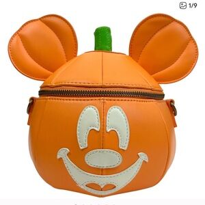 Disney Loungefly Mickey Mouse Pumpkin Head Crossbody Halloween Bag
